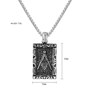Master Mason Blue Lodge Necklace - Stainless Steel Square Pendant - Bricks Masons