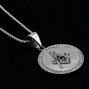Master Mason Blue Lodge Necklace - IcedOut Gold & Silver - Bricks Masons