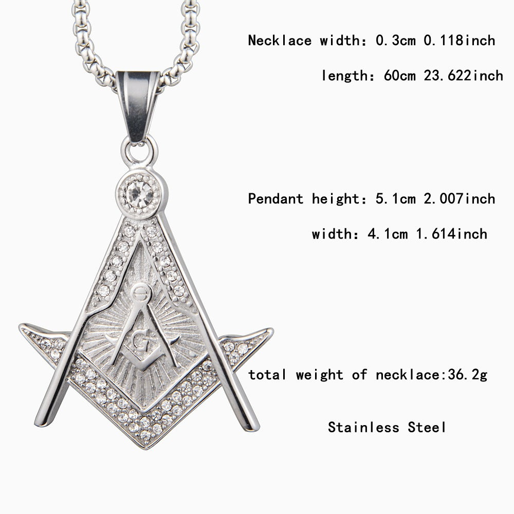 Master Mason Blue Lodge Necklace - Silver & Gold Double Square And Compass G - Bricks Masons