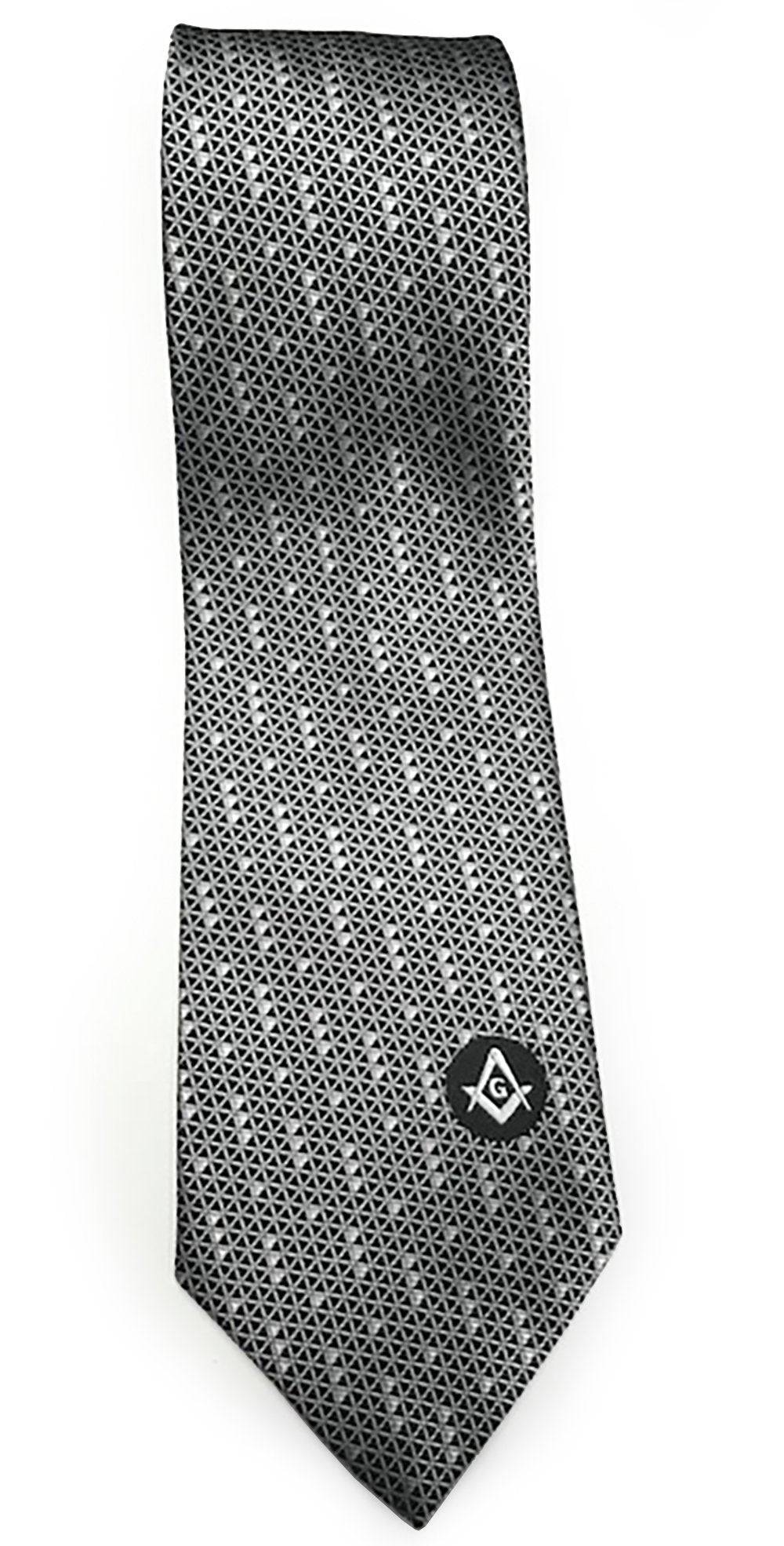 Master Mason Blue Lodge Necktie - Black & White - Bricks Masons