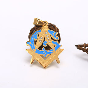 Master Mason Blue Lodge Pendant - Blue & Gold Titanium Steel - Bricks Masons