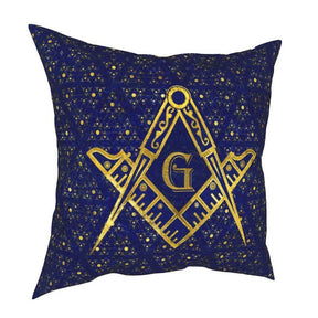 Master Mason Blue Lodge Pillowcase - Compass & Square G Blue night - Bricks Masons