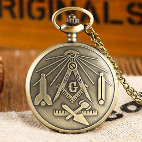 Master Mason Blue Lodge Pocket Watch - Bronze Tools - Bricks Masons