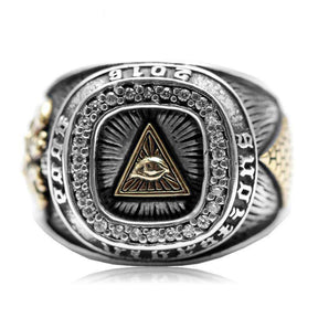 Master Mason Blue Lodge Ring - All Seeing Eye - Bricks Masons