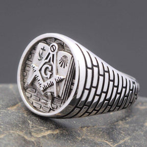 Master Mason Blue Lodge Ring - Bible Sterling Silver - Bricks Masons