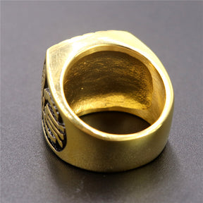 Master Mason Blue Lodge Ring - Gold & Black Titanium Steel Square and Compass G - Bricks Masons