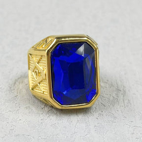 Master Mason Blue Lodge Ring - Large Stone Various Colors - Bricks Masons