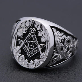 Master Mason Blue Lodge Ring - Motif Sterling Silver - Bricks Masons