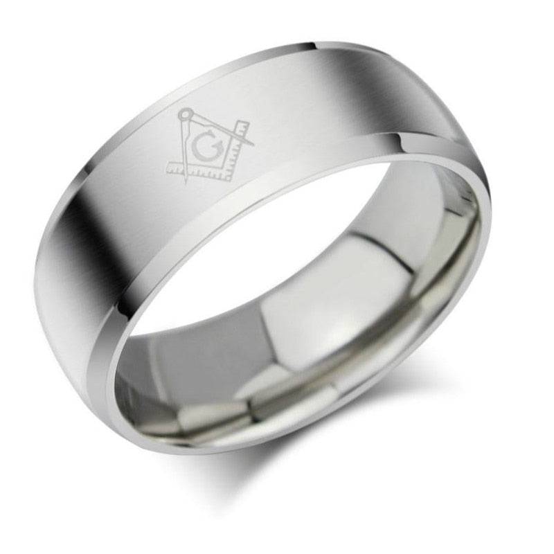 Master Mason Blue Lodge Ring - Square & Compass Band -Different colors - Bricks Masons
