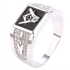 Master Mason Blue Lodge Ring - Square & Compass G  (Black/blue/red) - Bricks Masons