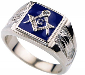 Master Mason Blue Lodge Ring - Square & Compass G  (Black/blue/red) - Bricks Masons