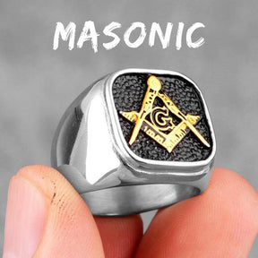 Master Mason Blue Lodge Ring - Square & Compass G High Quality Stainless Steel - Bricks Masons