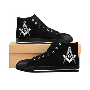 Master Mason Blue Lodge Sneaker - High-Top Black Square & Compass G - Bricks Masons