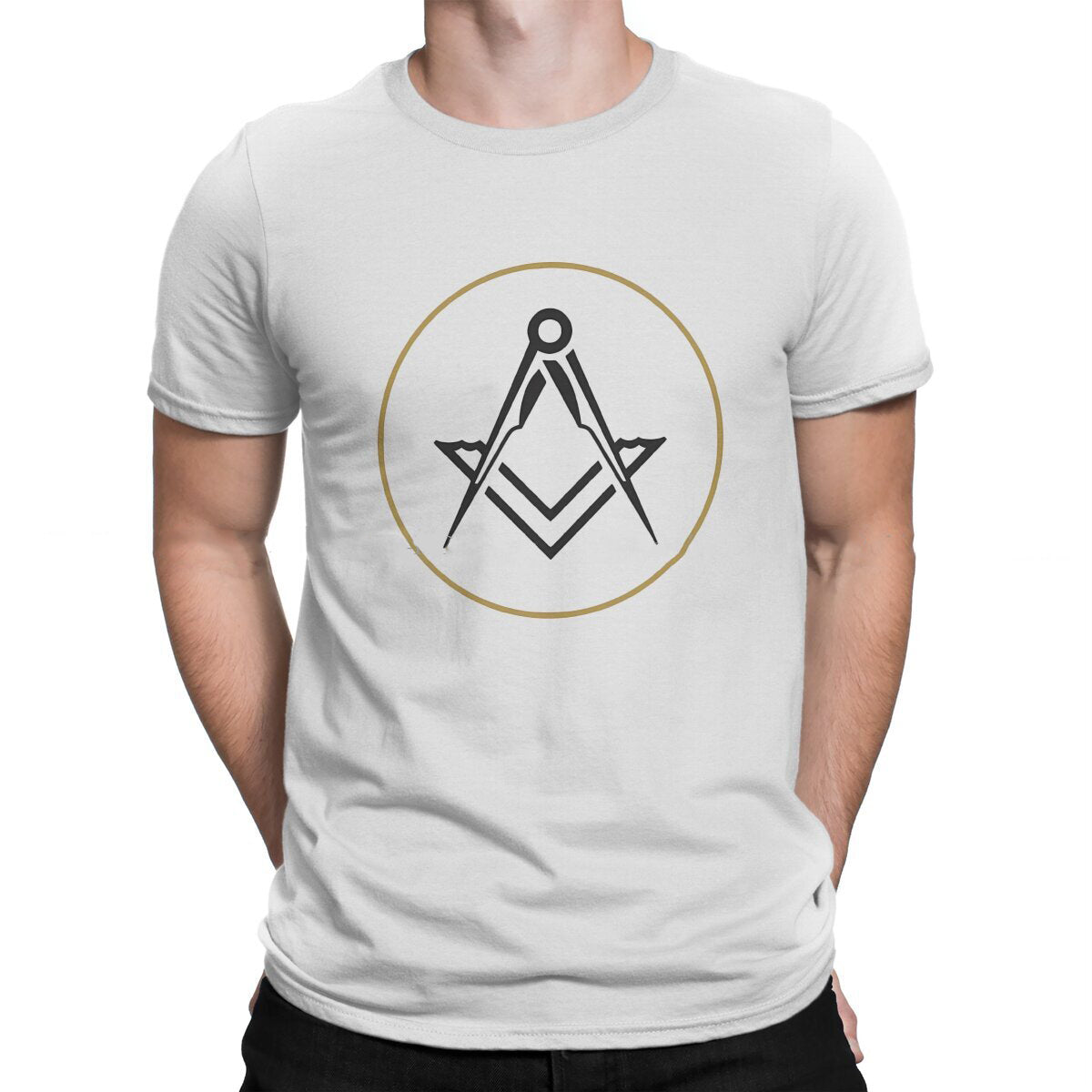 Master Mason Blue Lodge T-Shirt -  Polyester Gold Square Compass - Bricks Masons