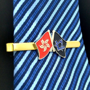Master Mason Blue Lodge Tie Bar - Square and Compass G Hong Kong SAR Flag - Bricks Masons