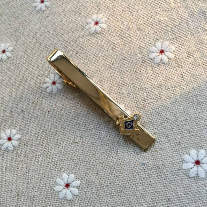Master Mason Blue Lodge Tie Clip - Gold & Silver Rhinestone - Bricks Masons