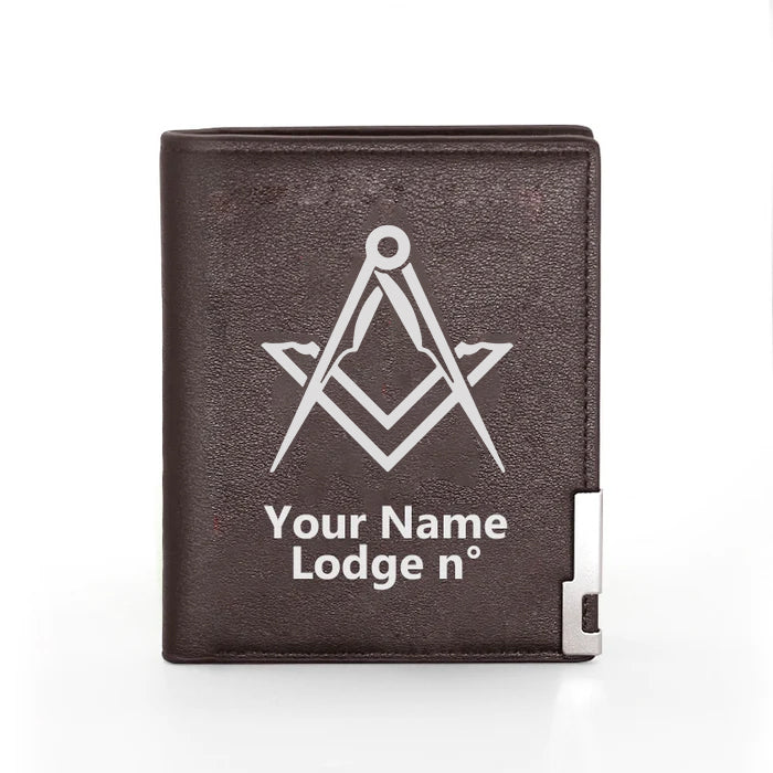 Master Mason Blue Lodge Wallet - Black & Brown - Bricks Masons