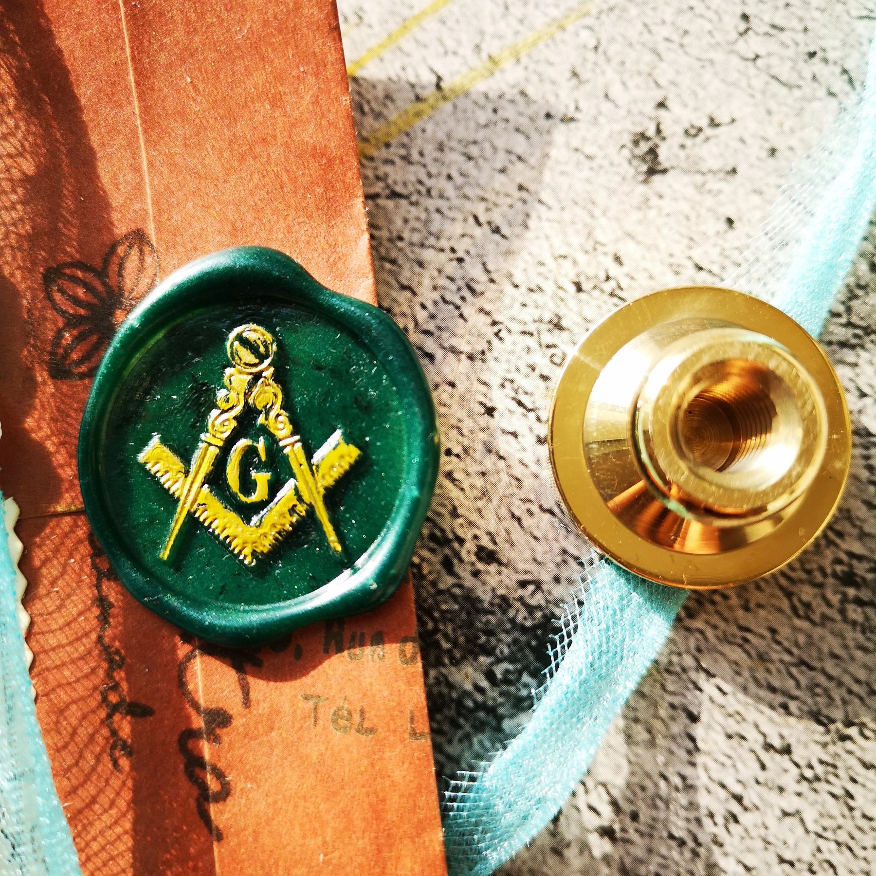 Master Mason Blue Lodge Wax Seal Stamp - Square & Compass G - Bricks Masons