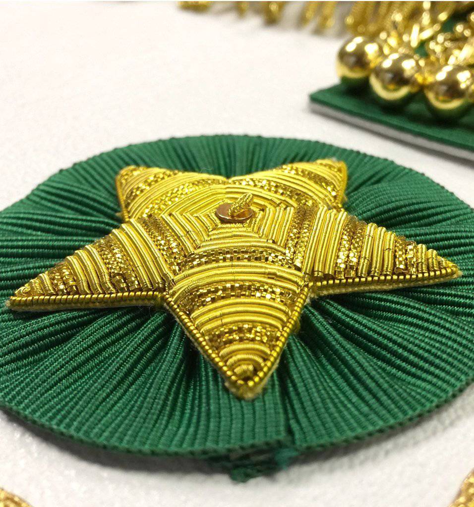 Master Mason Craft Scottish Regulation Apron - Green with Vinework - Bricks Masons