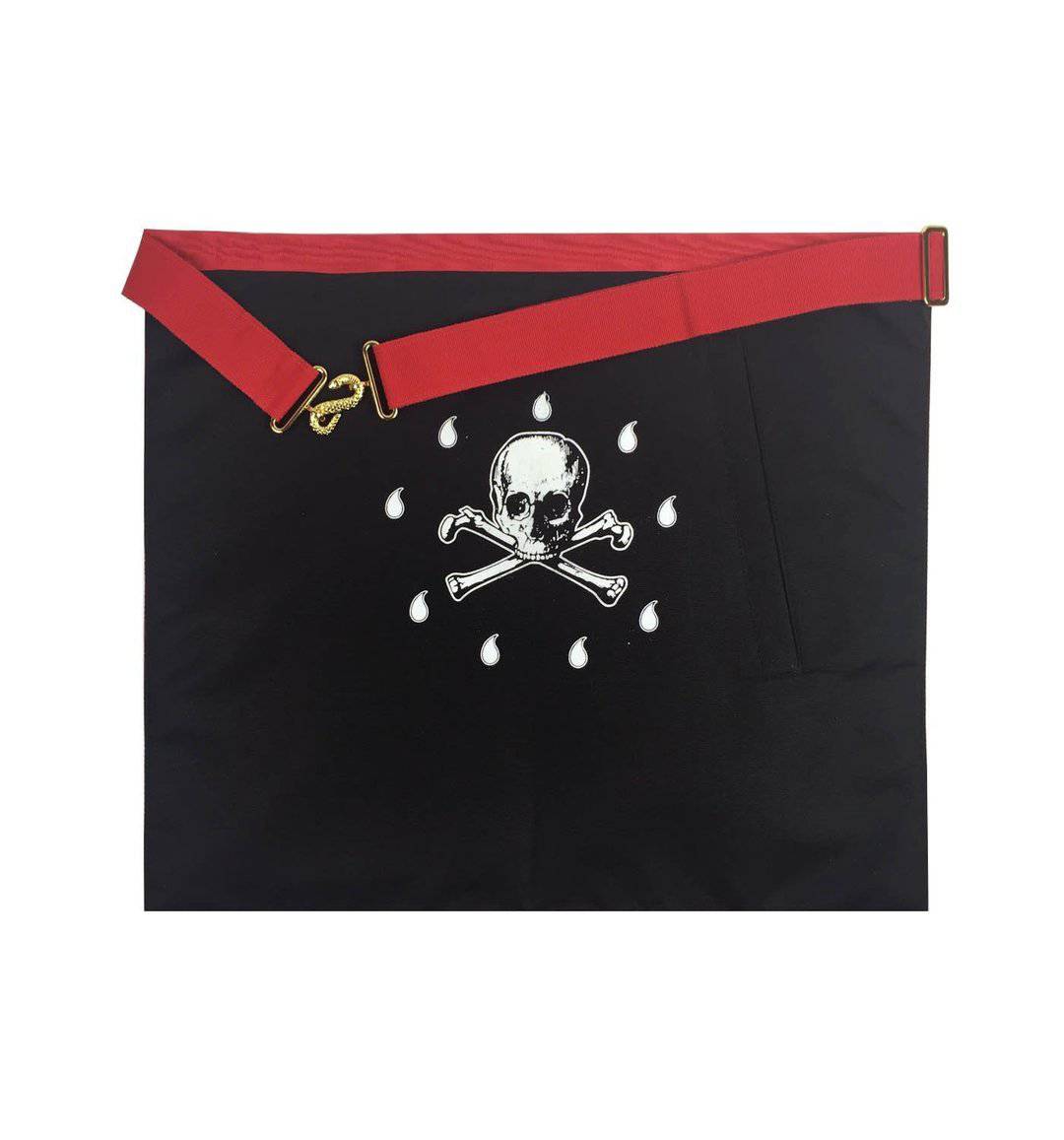 Master Mason Scottish Rite Apron - White & Red Moire Gold Embroidery - Bricks Masons
