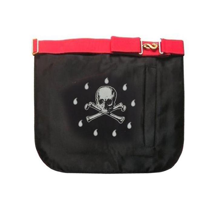 Master Mason Scottish Rite Apron - White & Red Pleated Edges Gold Embroidery - Bricks Masons