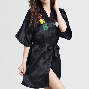 OES Bathrobe - Blue, Black, White - Bricks Masons