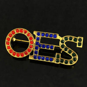 OES Brooch - Multiple Crystal Colors - Bricks Masons