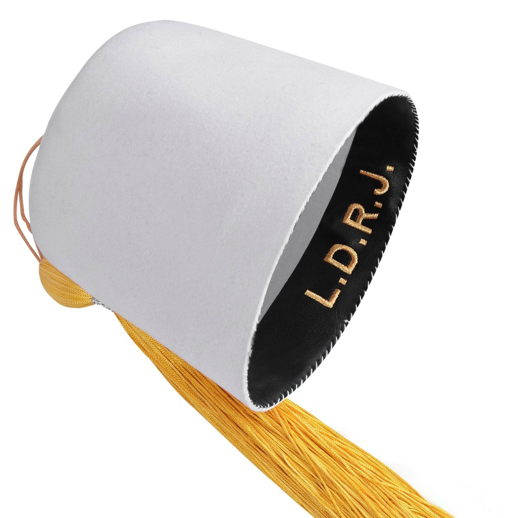 OES Fez Hat - Pure White With Yellow Tassel - Bricks Masons