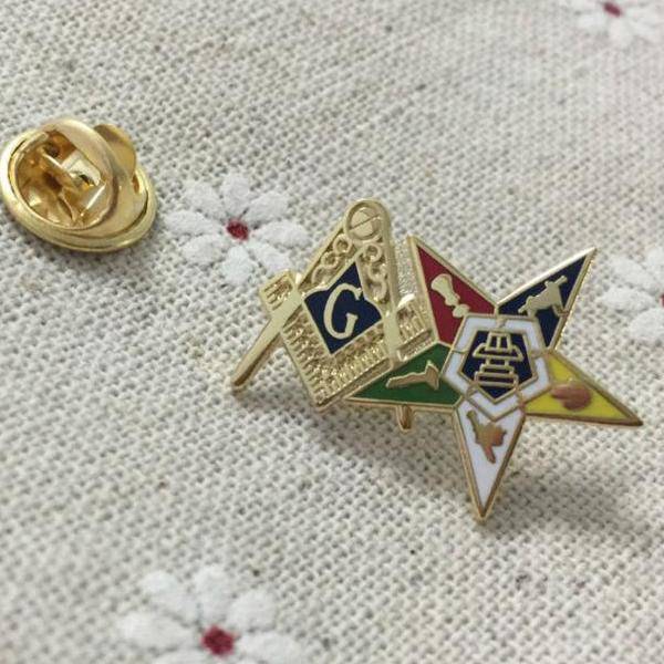 OES Lapel Pin - Patron Square and Compass - Bricks Masons