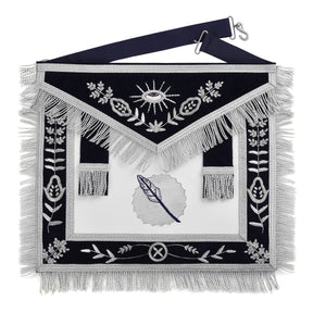 Officers Blue Lodge Officer Apron Set - Navy Velvet Machine Embroidery (Set of 14) - Bricks Masons
