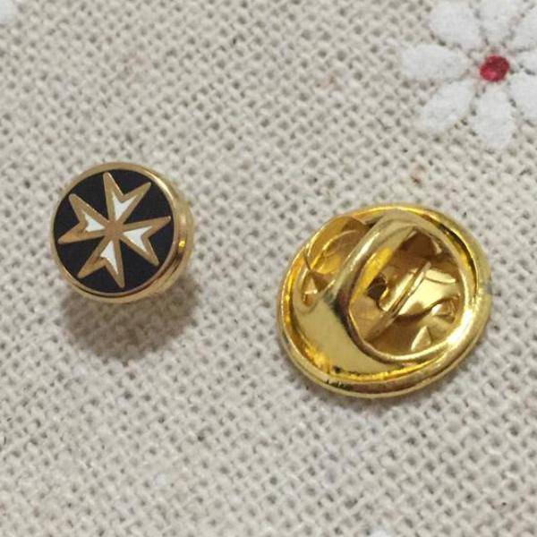 Order Of Malta Lapel Pin - 2pcs Black Enamel Maltese Cross - Bricks Masons