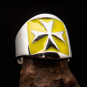Order of Malta Ring - Yellow Cross Sterling Silver - Bricks Masons