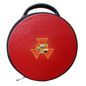 Past High Priest Royal Arch Chapter Crown Cap Case - Red Leather - Bricks Masons