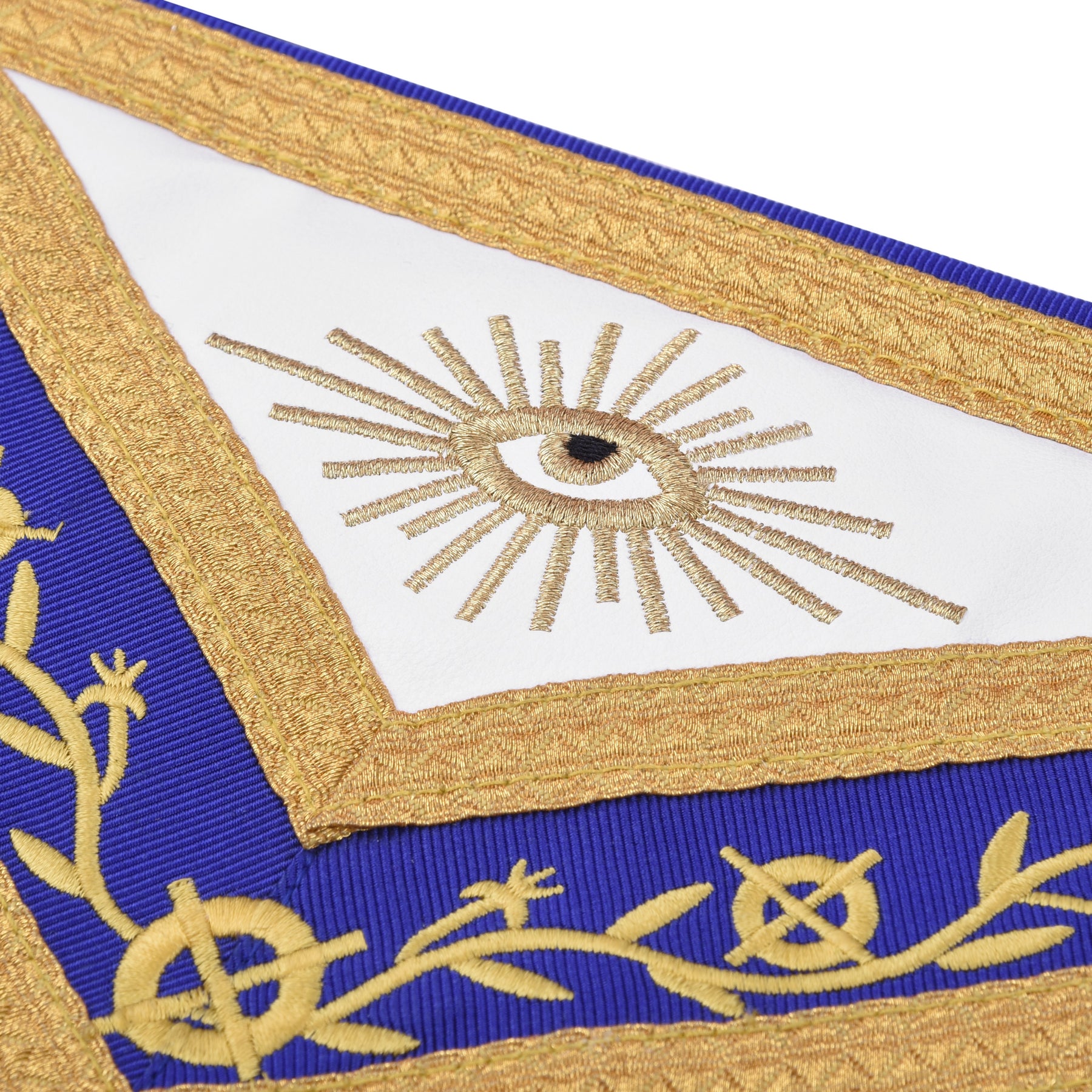 Past Master Blue Lodge California Regulation Apron - Gold Bullion With Golden Braid Fringe - Bricks Masons