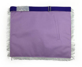 Past Master Blue Lodge Apron - White & Purple with Silver Machine Embroidery - Bricks Masons