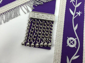 Past Master Blue Lodge Apron - White & Purple with Silver Machine Embroidery - Bricks Masons