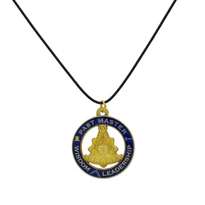 Past Master Blue Lodge Necklace - Blue & Gold Wisdom & Leadership Pendant - Bricks Masons