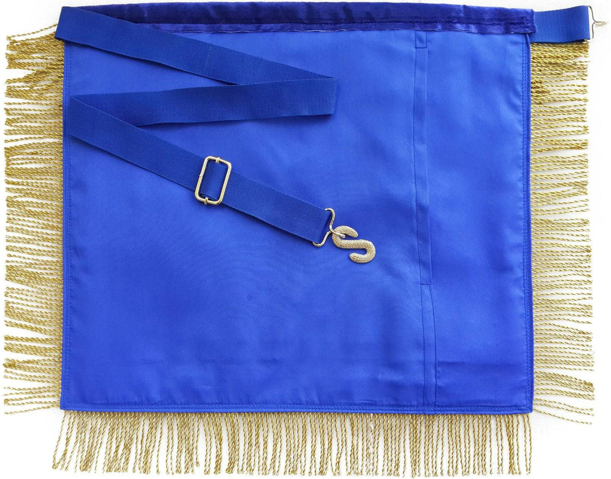 Past Master Blue Lodge Pennsylvania Regulation Apron - Blue & Gold Hand Embroidery - Bricks Masons