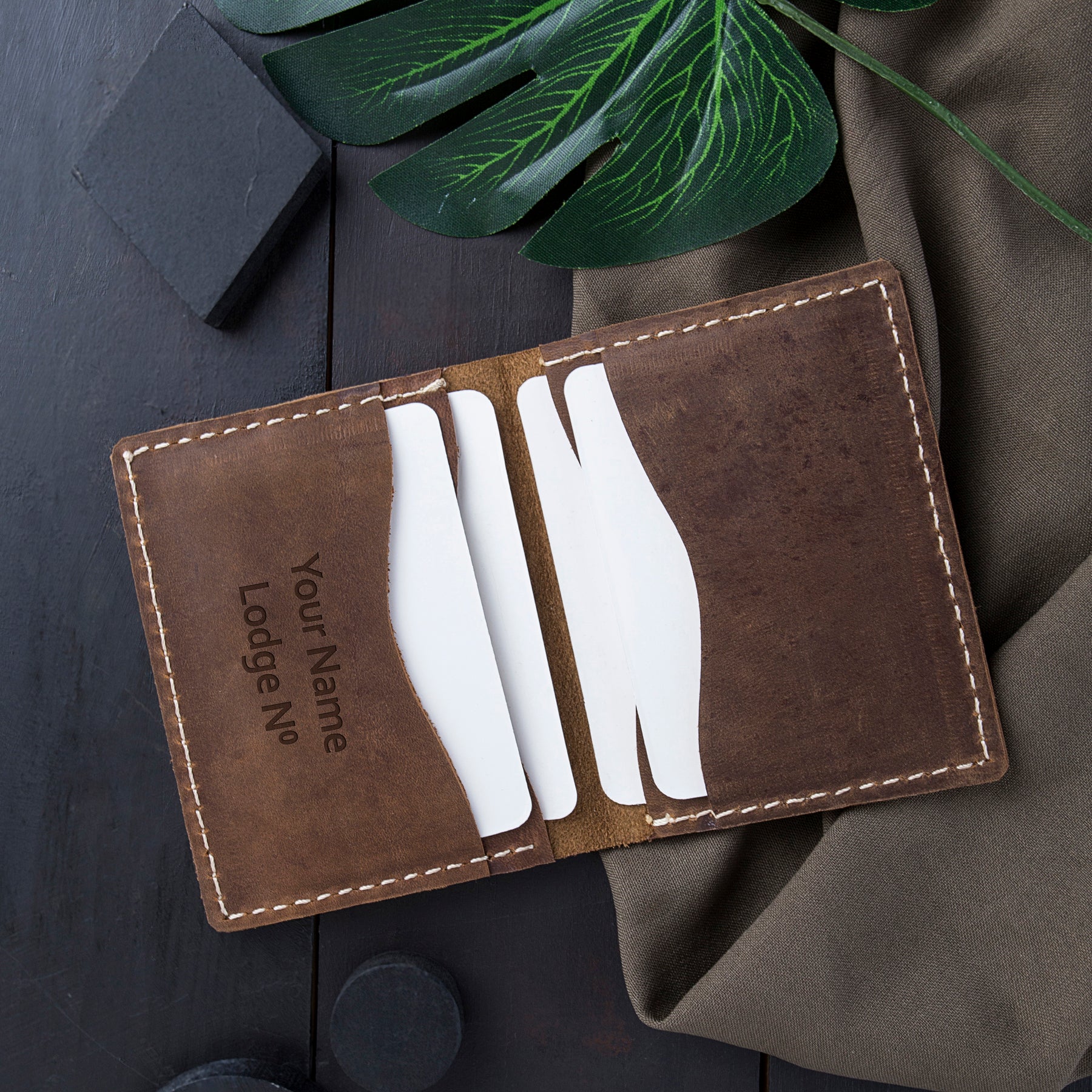 Past Master Blue Lodge California Regulation Wallet - Brown Leather - Bricks Masons