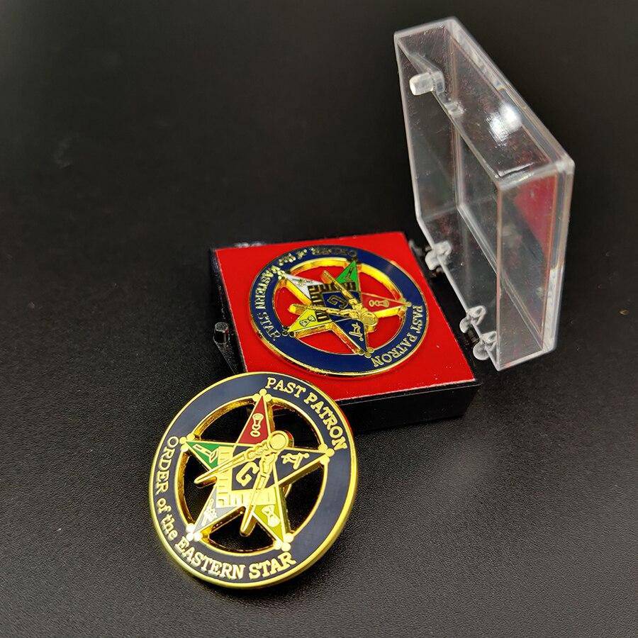 Past Patron OES Lapel Pin - 1.2" Blue - Bricks Masons