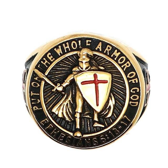 Knights Templar Commandery Ring - "Put On The Whole Armor Of God" Cross