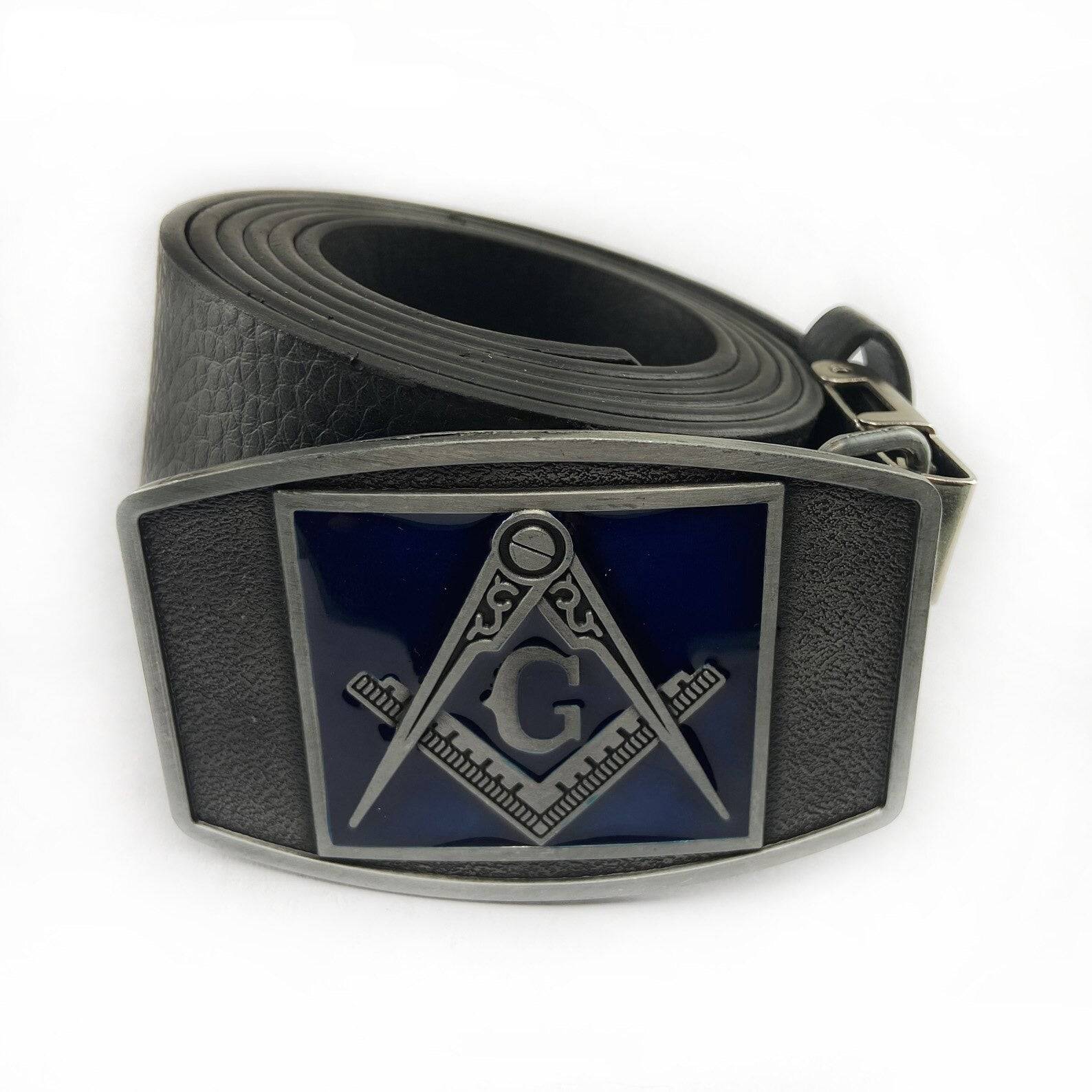 Master Mason Blue Lodge Belt - Square & Compass G