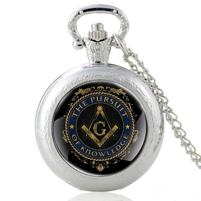 Master Mason Blue Lodge Pocket Watch - The Pursuit Of Knowledge Quartz