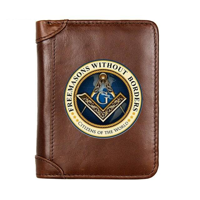 Master Mason Blue Lodge Wallet - Genuine Leather (Dark/Brown/Coffee)