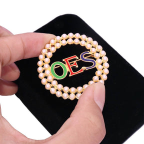 OES Brooch - Zinc Alloy With Pearls & Crystals