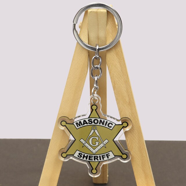 Master Mason Blue Lodge Keychain - Multiple Colors Square and Compass G - Bricks Masons