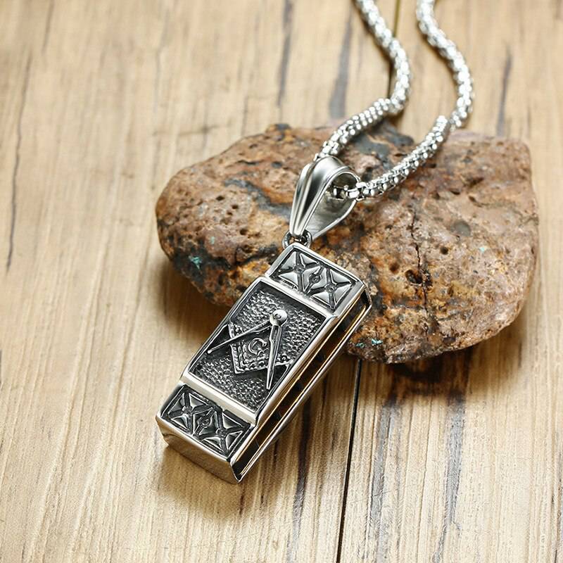 Master Mason Blue Lodge Necklace - Square and Compass G Functional Harmonica