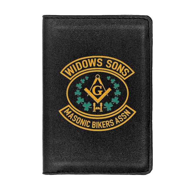 Widows Sons Wallet - Bikers ASSN PU Leather Passport & Credit Card Holder (Black/Brown)