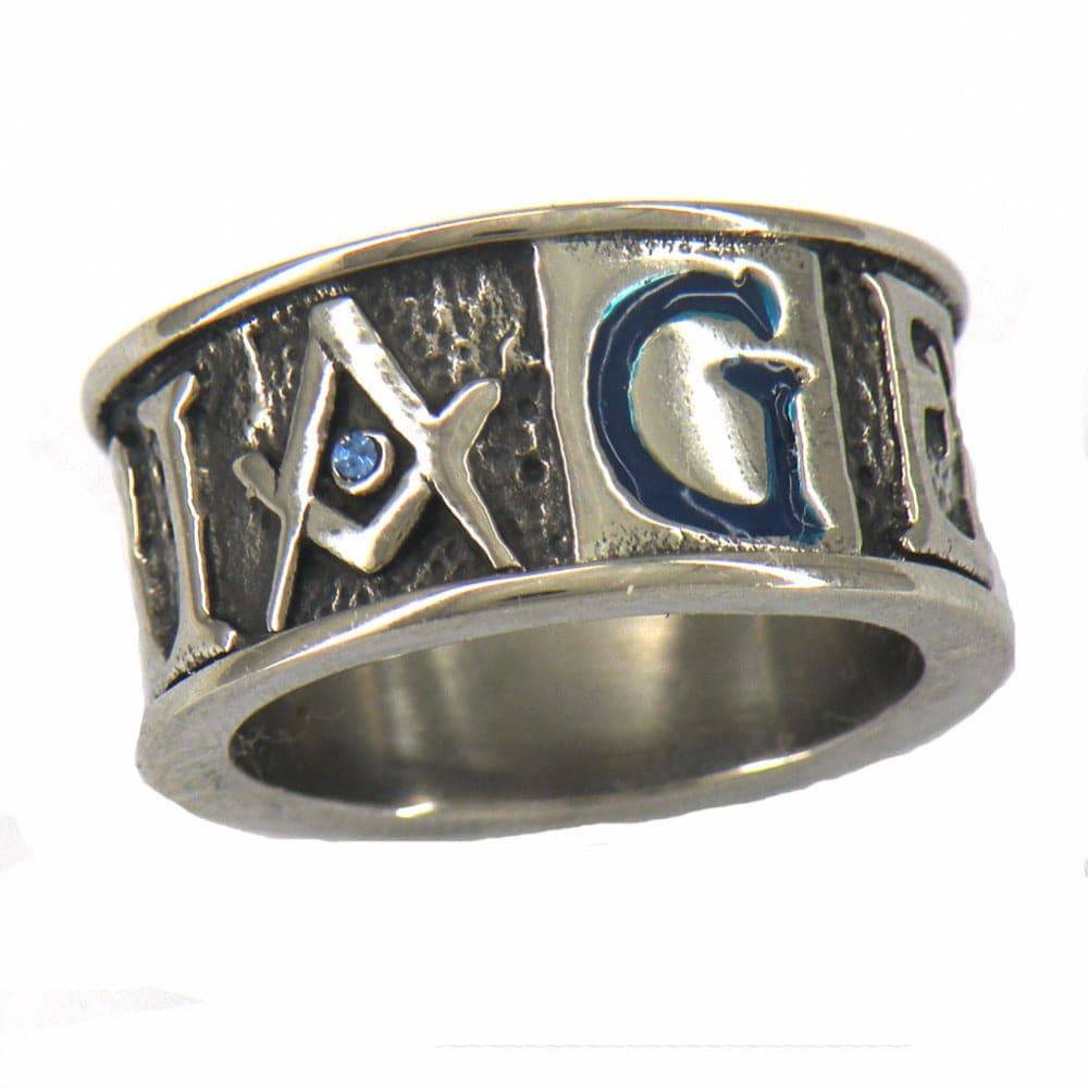 Master Mason Blue Lodge Ring - Stainless Steel Band