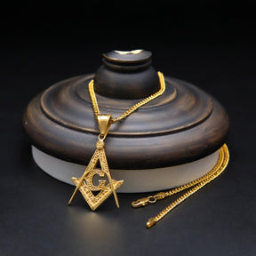 Master Mason Blue Lodge Necklace - Compass & Square G [Gold]